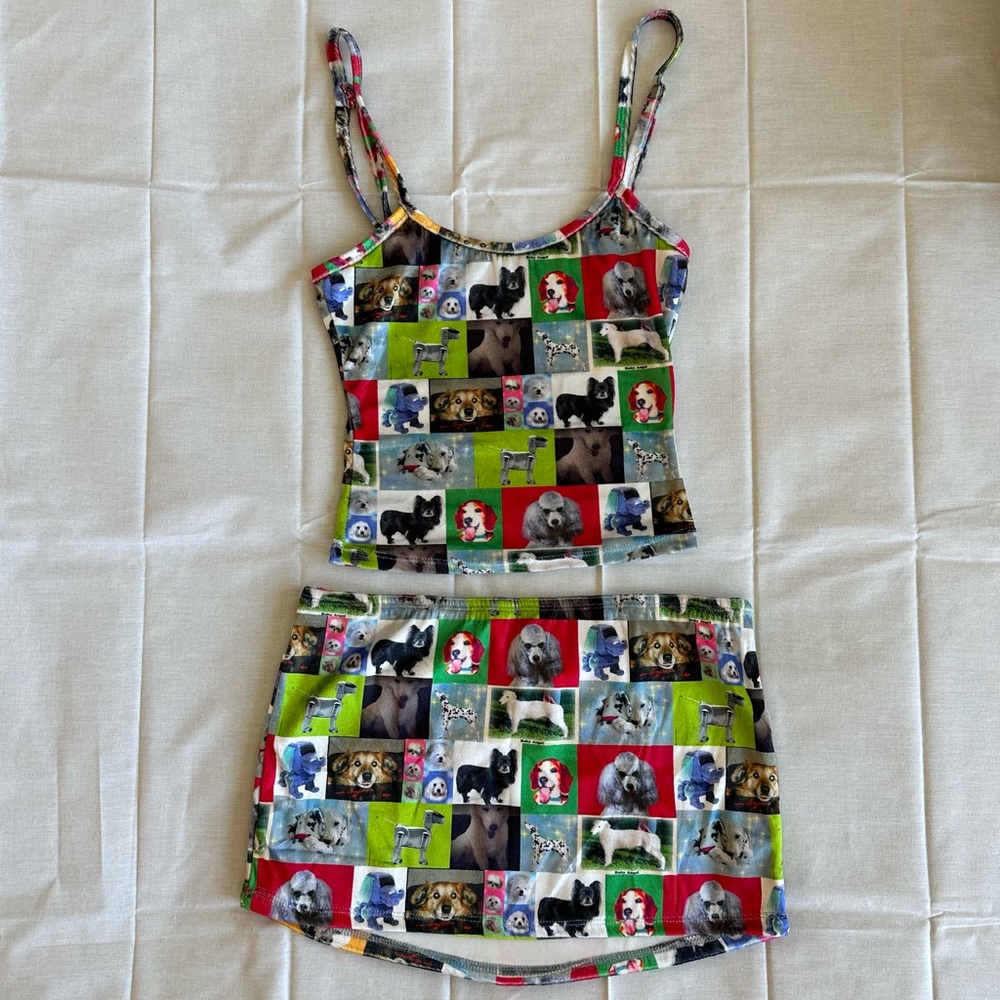 O-mighty Velvet Doggo Cami & Mini Skirt Set